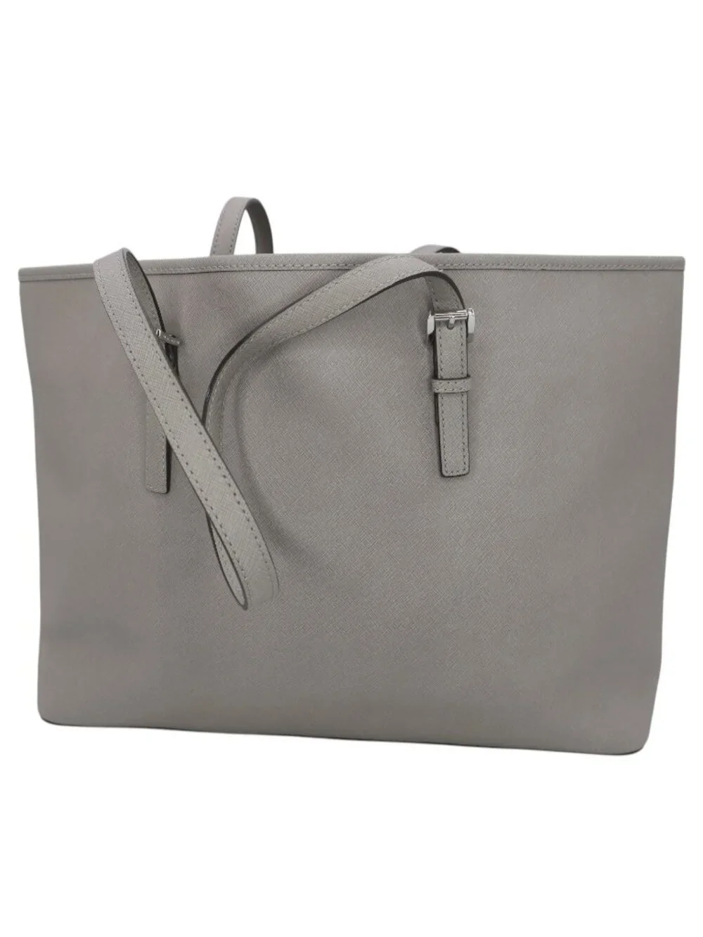 Michael Kors Jet Set Purse Travel Saffiano Leather Gray Large Tote Bag - Picture 3 of 11